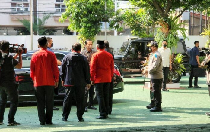 Presiden Jokowi menghadiri Rakernas II PDIP di Sekolah Partai PDIP, Lenteng Agung, Selasa, 21 Juni 2022.Foto: Istimewa.