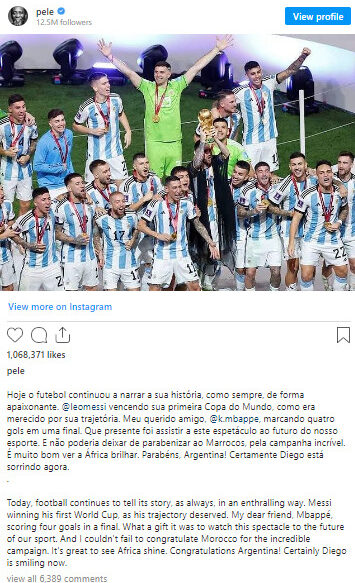 Lionel Messi, Piala Dunia, Argentina, Legenda Brasil, Pele, Prancis, Argentina vs Prancis, Piala Dunia 2022, Qatar, Doha, Kylian Mbappe