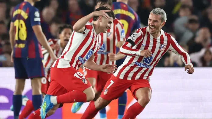 atletico vs barcelona 2026, liga champions terbaru, barcelona kalah, atletico madrid semifinal, hasil liga champions, berita bola terbaru, camp nou 2026, julian alvarez gol, sorloth gol, kartu merah barcelona